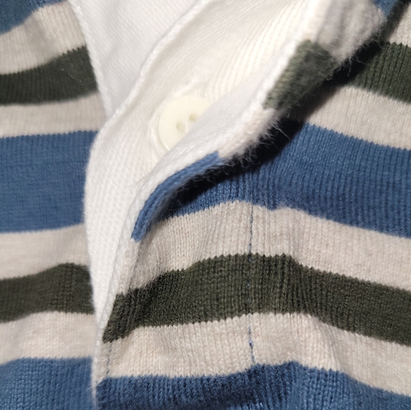 💙 Vintage Gymboree Blue Green Cream Striped Rugby Shirt Baby Boys 3-6 Months 🏉 - Picture 5 of 6